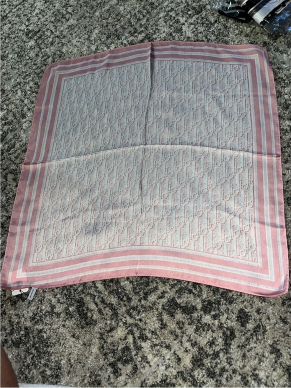 Dior Pink and Cream Monogram Silk Scarf